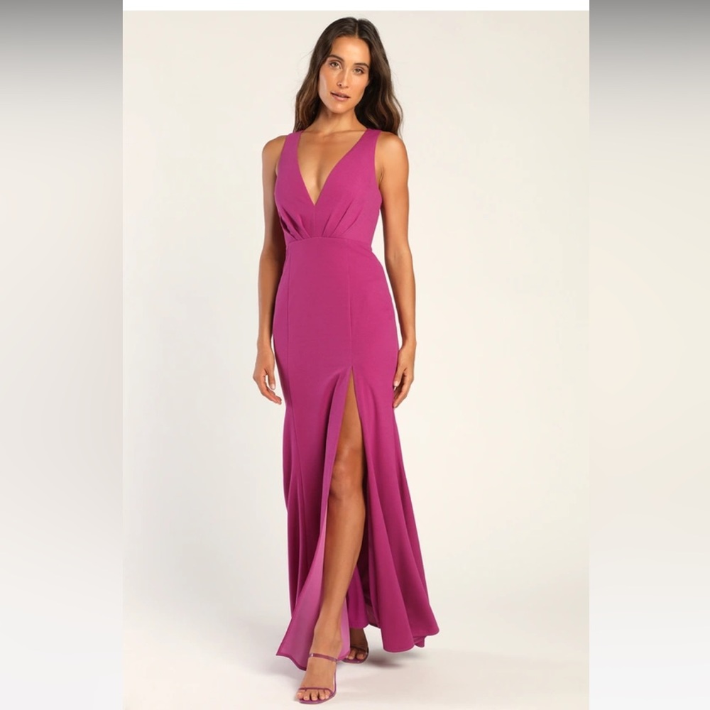 XS magenta mermaid maxi dress with slit